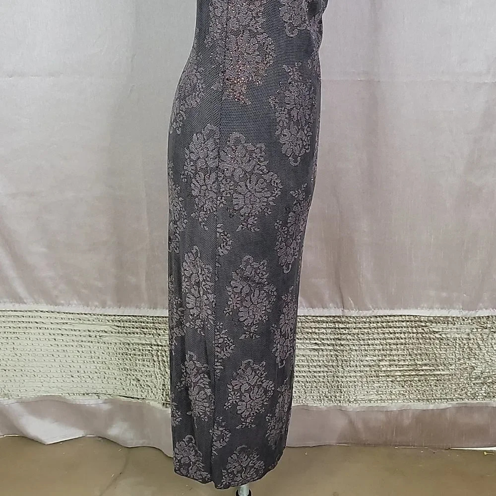 HOURGLASS Brown Floral Glittery Evening Dress Medium - Picture 6 of 12